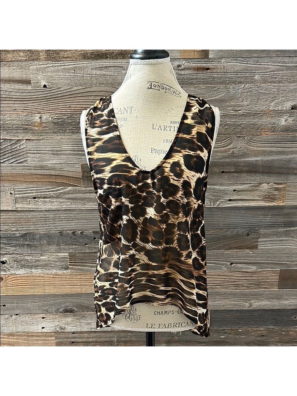 Show Me Your MuMu Vintage Leopard Print Sheer Sleeveless Top Size Small